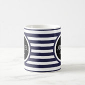 Naam monogram Navy Stripes Koffiemok (Center)