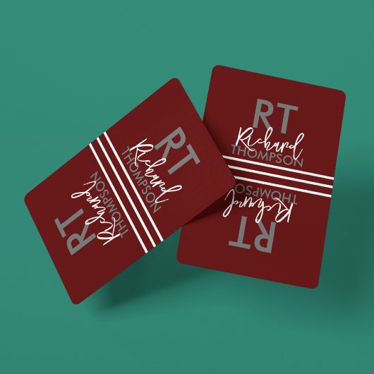 Naam Monogram op donkerrood Pokerkaarten