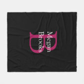 Naam & Monogram op zwart Fleece Deken (Voorkant (Horizontaal))