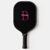Naam & Monogram op zwart Pickleball Paddle (Achterkant)