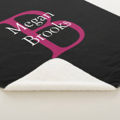 Naam & Monogram op zwart Sherpa Deken (3/4)