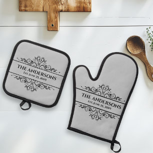 Naam monogram ovenwant & pannenlap set