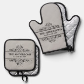 Naam monogram ovenwant & pannenlap set (Voorkant / Achterkant)