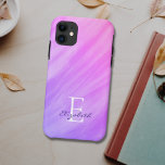 Naam Monogram Paars Case-Mate iPhone Case<br><div class="desc">Deze stijlvolle iPhone-draagtas is voorzien van een waterverf wasontwerp in tinten paars. Eenvoudig aan te passen met jouw naam en monogram. Met de optie Verdere wijzigingen aanpassen kunt u de tekstgrootte,  stijl of kleur desgewenst wijzigen.</div>