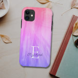 Naam Monogram Paars Case-Mate iPhone Case<br><div class="desc">Deze stijlvolle iPhone-draagtas is versierd met een atmosferisch formaat in tinten paars en roze. Eenvoudig aan te passen met jouw naam en monogram. Met de optie Verdere wijzigingen aanpassen kunt u de tekstgrootte,  stijl of kleur desgewenst wijzigen.</div>