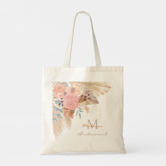 Naam Monogram Pampas Bridesmaid Canvas tas (Achterkant)