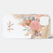 Naam Monogram Pampas Grass Blush Pink Floral Case-Mate iPhone Case (Achterkant (horizontaal))
