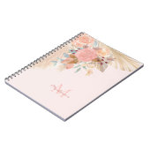 Naam Monogram Pampas Grass Roos Gold Florals Notitieboek (Linkerzijde)