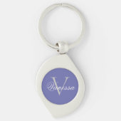 Naam Monogram Periwinkle Metal Sleutelhanger (Voorkant)