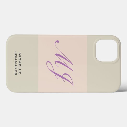 Naam Monogram Plain Modern minimalist Case-Mate iPhone Case (Achterkant (horizontaal))