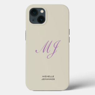 Naam Monogram Plain Modern minimalist iPhone 13 Hoesje