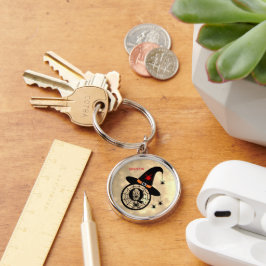 Naam Monogram Q Halloween Sky Witch Spiders Sleutelhanger