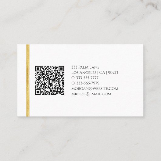 Naam & Monogram, QR-code, Gold Design Visitekaartje (Achterkant)