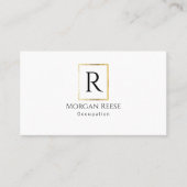 Naam & Monogram, QR-code, Goud Design Visitekaartje (Voorkant)