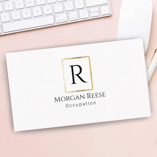 Naam & Monogram, QR-code, Goud Design Visitekaartje