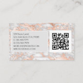 Naam & Monogram, QR-code, Grijs & Roze Goud Marmer Visitekaartje (Achterkant)