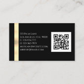 Naam & Monogram, QR-code, Wit & Gouden Marmer Vs 3 Visitekaartje (Achterkant)
