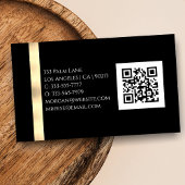 Naam & Monogram, QR-code, Wit & Gouden Marmer Vs 3 Visitekaartje