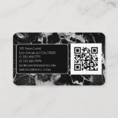 Naam/monogram, QR-code, zwart/grijs marmer Vs2 Visitekaartje (Achterkant)