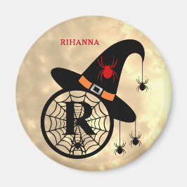 Naam Monogram R Halloween Sky Witch Spiders Magneet