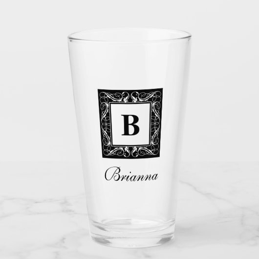 Naam Monogram Regal Style Glass (Versie 1) Glas (Voorkant)