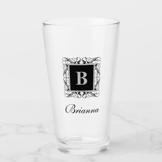 Naam Monogram Regal Style Glass (Versie 2) Glas (Voorkant)