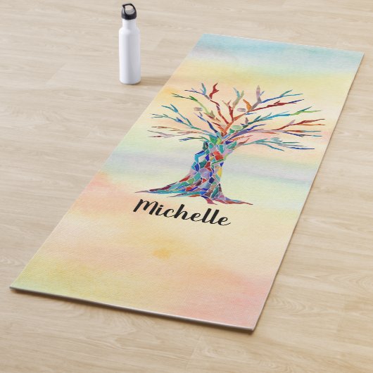 Naam Monogram Regenboog Boom Yogamat (In situ)