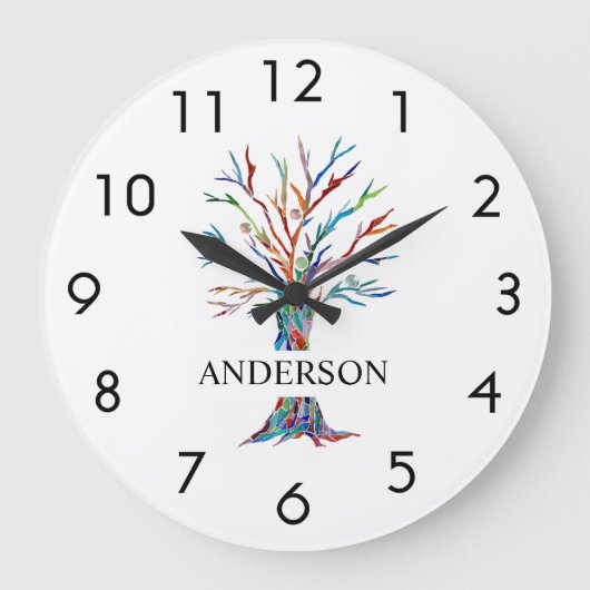 Naam Monogram regenboogboom Grote Klok (Voorkant)