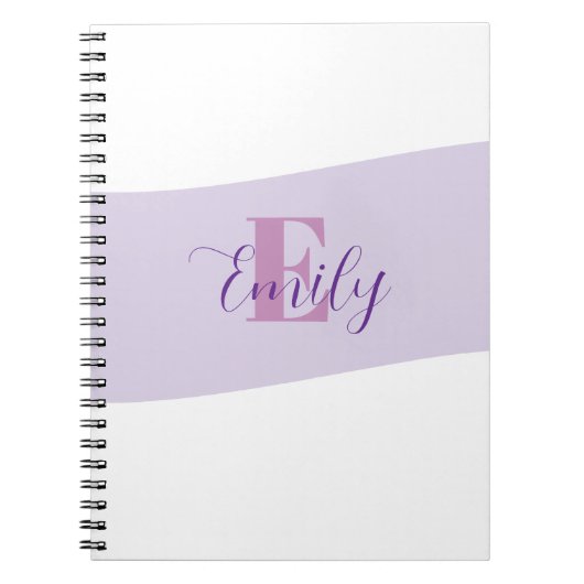 Naam Monogram Retro Paars Notitieboek (Voorkant)