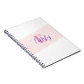 Naam Monogram Retro Roze Paars Notitieboek (Rechterzijde)