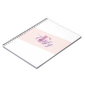 Naam Monogram Retro Roze Paars Notitieboek (Linkerzijde)