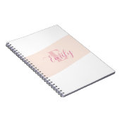 Naam Monogram Retro Roze Roos Notitieboek (Rechterzijde)