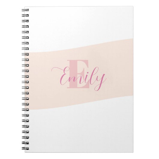 Naam Monogram Retro Roze Roos Notitieboek (Voorkant)