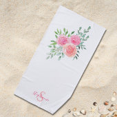 Naam Monogram Roze Floral Strandlaken