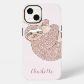 Naam Monogram roze sleuf iPhone Hoesje (Achterkant)