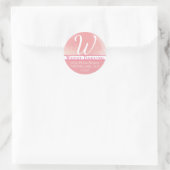 Naam Monogram roze Waterverf Adres Ronde Sticker (Tas)