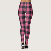 Naam Monogram Roze & Zwarte Buffel Plaid | Leggings (Achterkant)