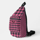 Naam Monogram Roze & Zwarte Buffel Plaid | Sling Bag (Rechterhoek)