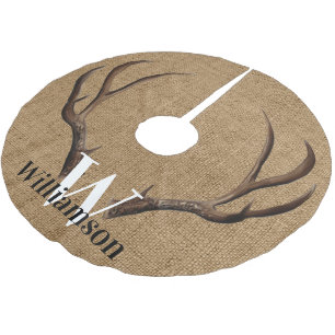 Naam monogram Rustic Antlers Kerstboom Rok