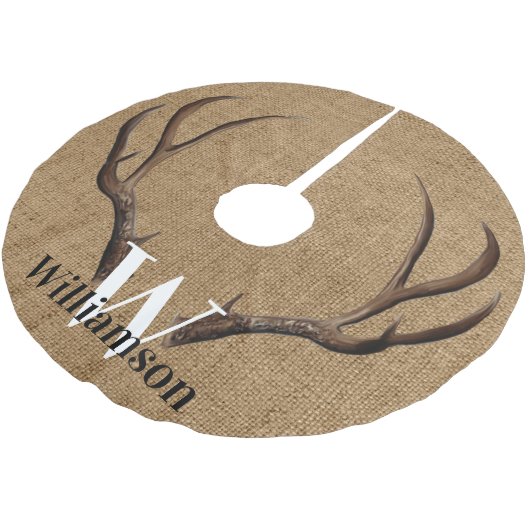 Naam monogram Rustic Antlers Kerstboom Rok (Gekanteld)