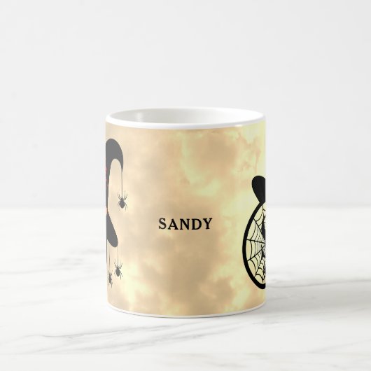 Naam Monogram S Halloween Sky Witch Spiders Koffiemok (Center)