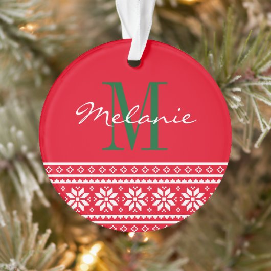 Naam monogram Scandinavisch patroon Kerstmis Ornament (Boom)