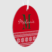 Naam monogram Scandinavisch patroon Kerstmis Ornament (voorkant)