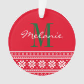 Naam monogram Scandinavisch patroon Kerstmis Ornament (voorkant)