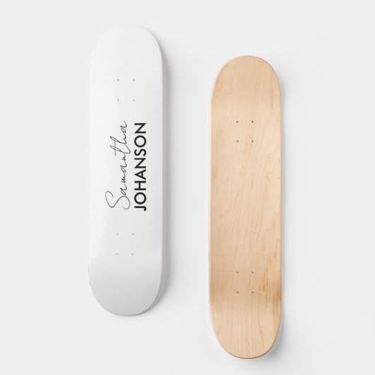 Naam Monogram script | Modern minimalist Persoonlijk Skateboard (Voorkant)
