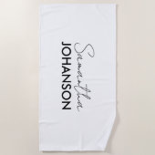 Naam Monogram script | Modern minimalistisch stijl Strandlaken (Voorkant)
