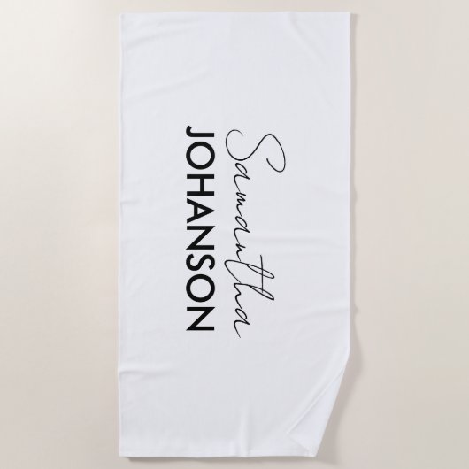Naam Monogram script | Modern minimalistisch stijl Strandlaken (Voorkant)