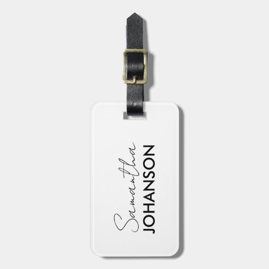 Naam Monogram script | Moderne, minimalistische vr Bagagelabel (Voorkant verticaal)