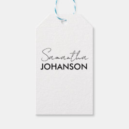 Naam Monogram script | Moderne, minimalistische vr Cadeaulabel