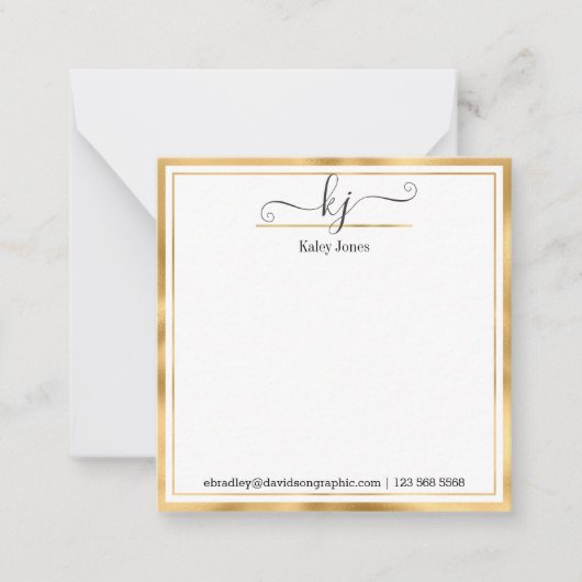 Naam Monogram script | Van het bureau van de Kaart Notitiekaartje (Voorkant)